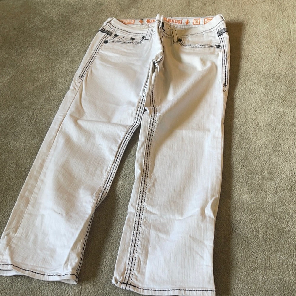 Ladies Rock Revival  Capri white jeans